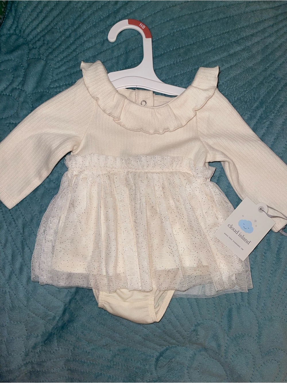 cloud island Ivory Glitter Tulle Tutu Bodysuit